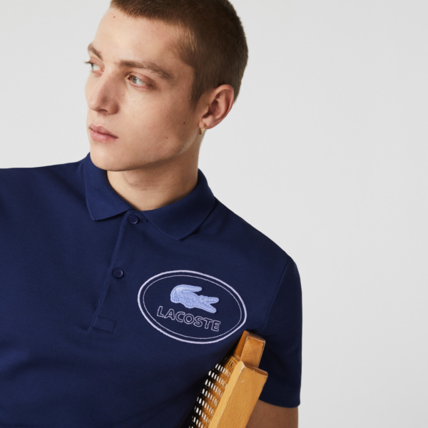 Áo Lacoste Men's Slim Fit Embroidered Crocodile Blue PH9733-78X - Ảnh 3
