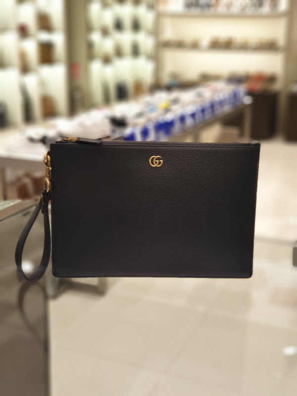 Túi Gucci GG Marmont Leather Pouch 475317 DJ20T 1000 - Ảnh 4