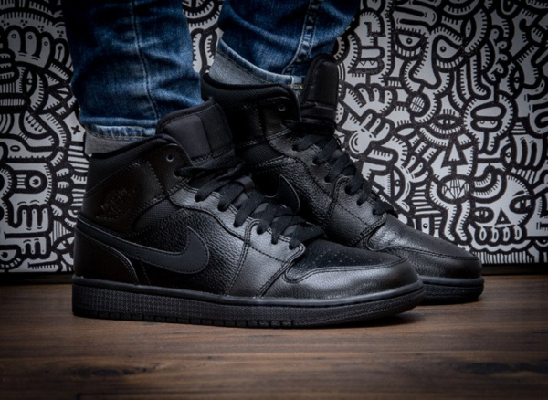 Giày Nike Air Jordan 1 Retro Mid 'Black' 554724-030 - Ảnh 3
