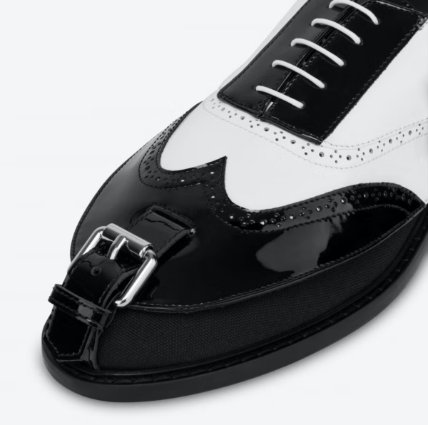 Giày Moschino Brogue Open Oxford With Gaiters 'Black' MB10223C0EGK200A - Ảnh 4