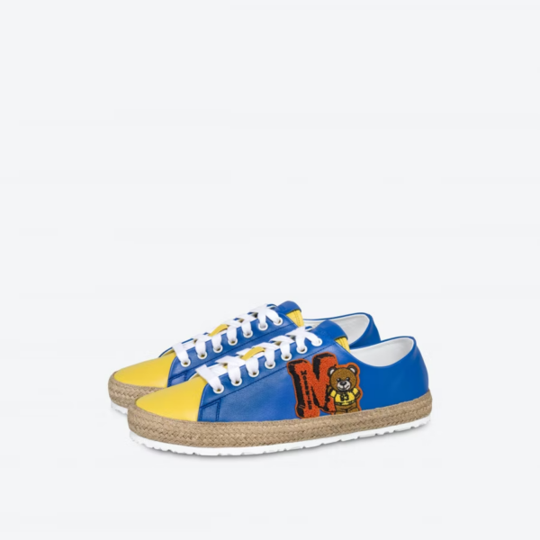 Giày Moschino Varsity Teddy Bear Calfskin 'Bluette' MB10313G0EGA140A - Ảnh 2