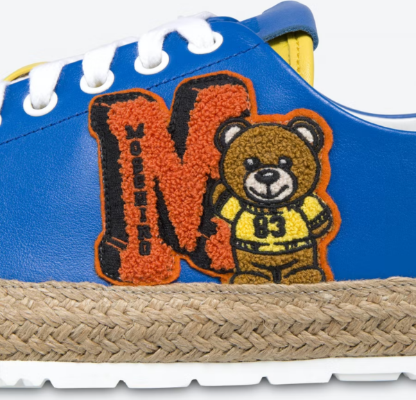 Giày Moschino Varsity Teddy Bear Calfskin 'Bluette' MB10313G0EGA140A - Ảnh 5