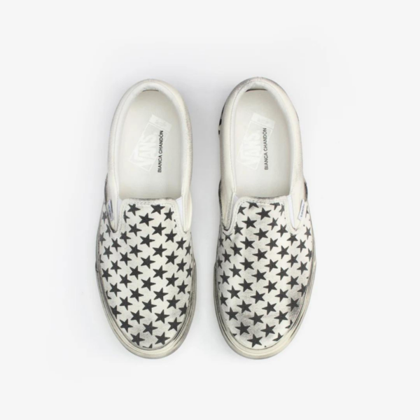 Giay Vans Vault x Bianca Chandon Classic Slip-On LX Stressed 'Black White' VN0A3QXYBA21