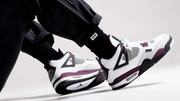 Giày Nike Paris Saint-Germain x Air Jordan 4 Retro 'Bordeaux' CZ5624-100 - Ảnh 5