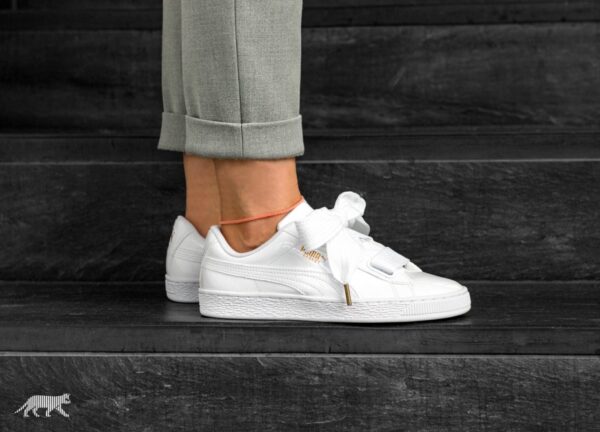 Giày Puma Basket Heart Patent Leather White 363073-02 - Ảnh 4