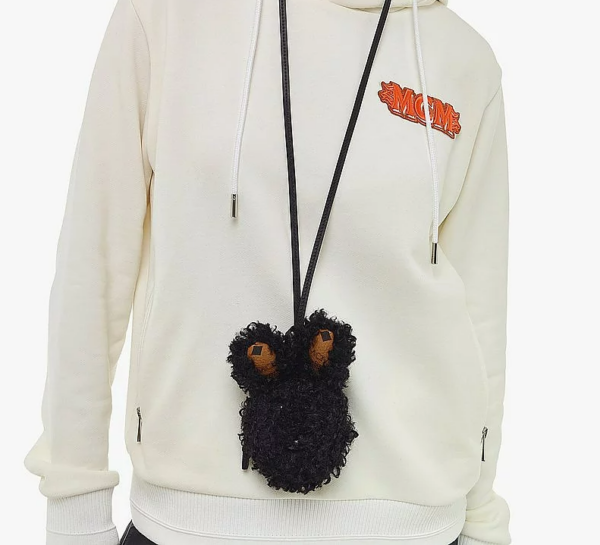Túi MCM Rabbit Pouch Charm in Faux Fur Visetos MXZBASX02BK001 - Ảnh 4