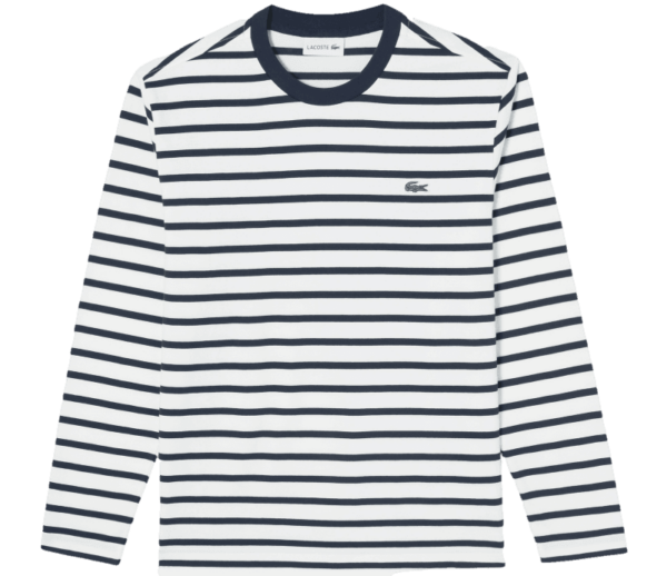 Ao Lacoste Long Sleeve Solid Stripe T-Shirt 'White Blue' TH018E-53G-166