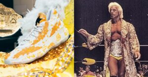 Alternative view of Giày Adidas Ric Flair x Dame 7 'White Gold Metallic' FX6616