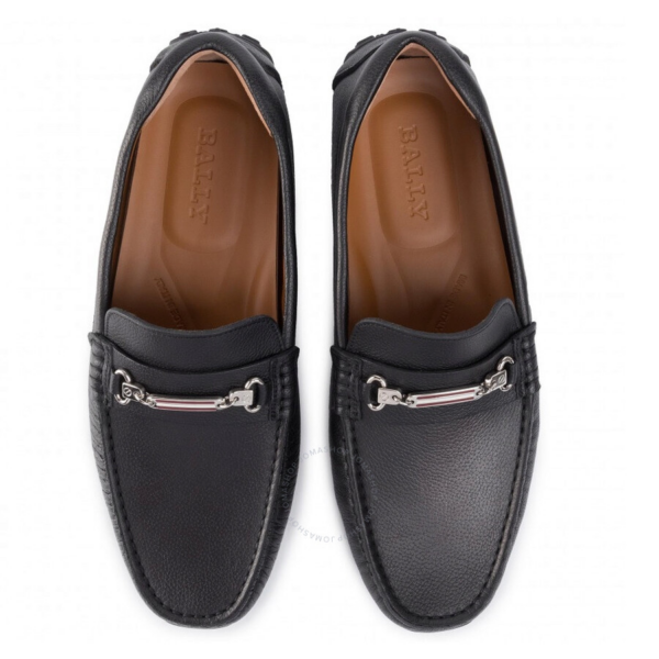 Giày BALLY Black Leather Driver Moccasins 6227955 - Ảnh 4