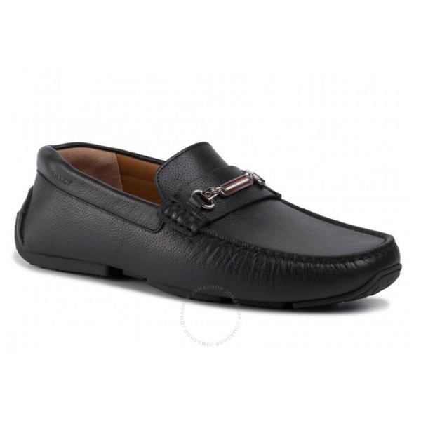 Giày BALLY Black Leather Driver Moccasins 6227955 - Ảnh 2