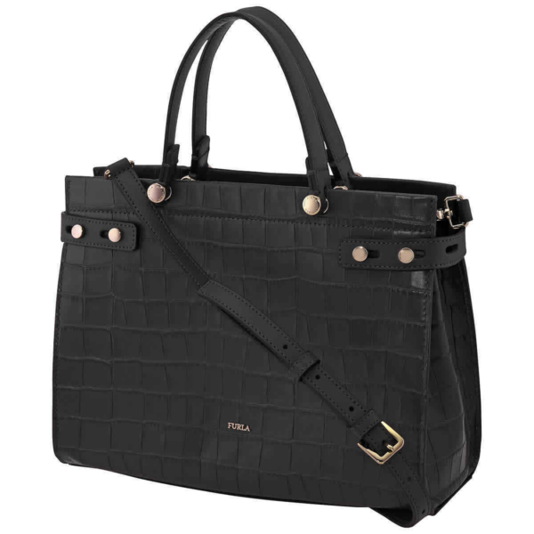 Túi Furla Lady M Crocodile Tote 'Black' 1033882 - Ảnh 2