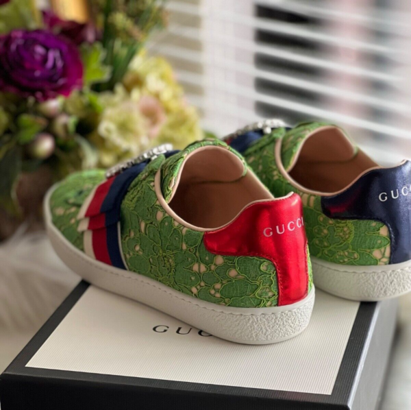 Giày Gucci Green Flat Heel 'Green' 498705-9MW10-3876 - Ảnh 4