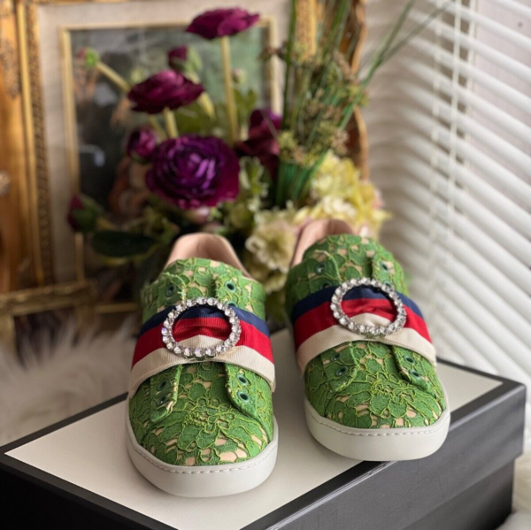 Giày Gucci Green Flat Heel 'Green' 498705-9MW10-3876 - Ảnh 2