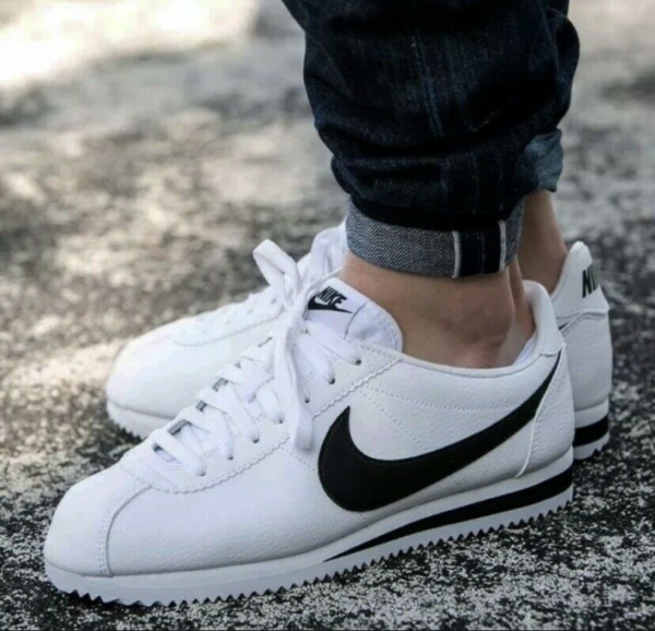 Giày Nike Cortez Basic Leather 'White Black' 819719-100 - Ảnh 5