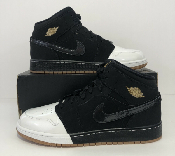 Giày Nike Air Jordan 1 Retro Mid GS 'Gold And Gum' 555112-021 - Ảnh 4