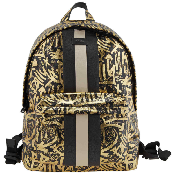 Balo Bally Hingis Graffiti Print Leather 'Black Gold' HINGIS-SURV-08