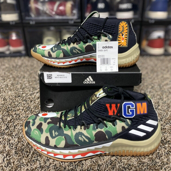 Giày Adidas A Bathing Ape x Dame 4 'Green Camo' AP9974 - Ảnh 9