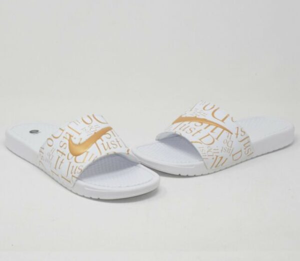 Dép Nike Benassi Just Do It Print White 'Metallica Gold' 618919-116 - Ảnh 5