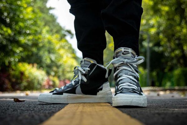 Giày Nike Blazer Mid sacai Black Grey BV0072-002 - Ảnh 5