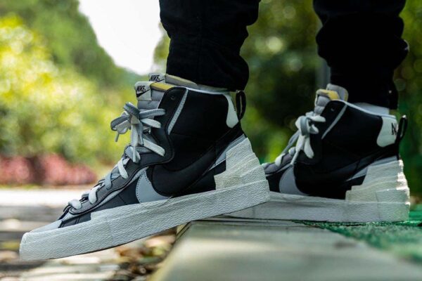 Giày Nike Blazer Mid sacai Black Grey BV0072-002 - Ảnh 4