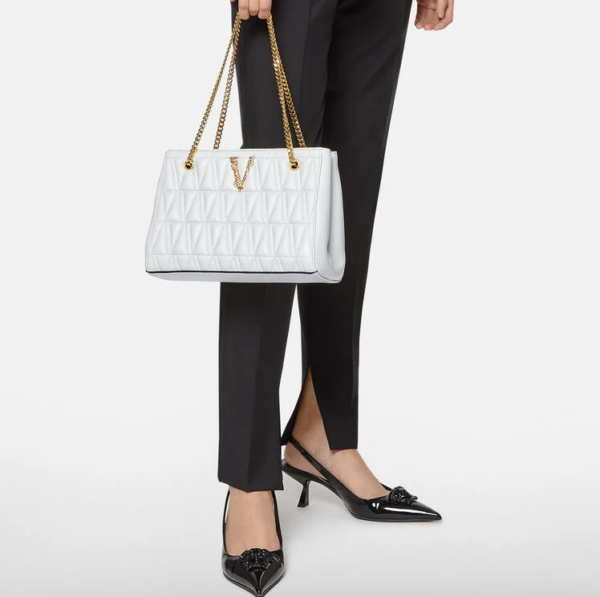 Túi Versace Virtus Quilted Small Tote White DBFH778-DNATRS-1W00V - Ảnh 2