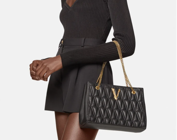 Túi Versace Virtus Quilted Small Tote Black DBFH778-DNATRS-DNMOV - Ảnh 2