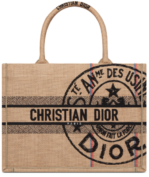 Tui Dior Medium Book Tote 'Beige Jute Canvas Embroidered' M1296ZRUW-M918