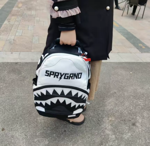 Balo Sprayground DLX Shark Black White W0735730 - Ảnh 4
