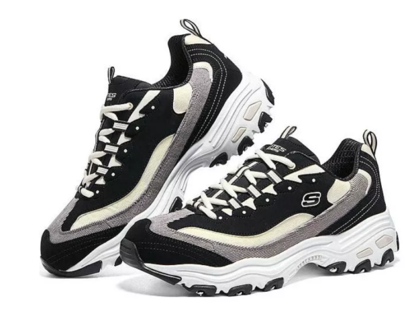 Giày Skechers D'Lites 1.0 Milk Tea Bear Corduroy 'Black White' 149906-BKNT - Ảnh 7