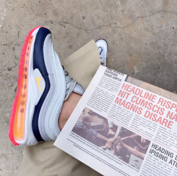 Giày Nike Wmns Air Max 97 'Platinum Navy Orange' 921733-015 - Ảnh 8