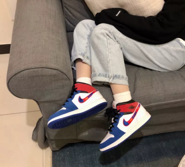 Giày Nike Air Jordan 1 MID SE GS 'Multicolored Swoosh' BQ6931-146 - Ảnh 7