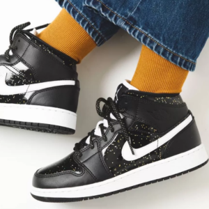 Alternative view of Giày Nike Air Jordan 1 Mid SE GS 'Black Glitter' AV5174-001