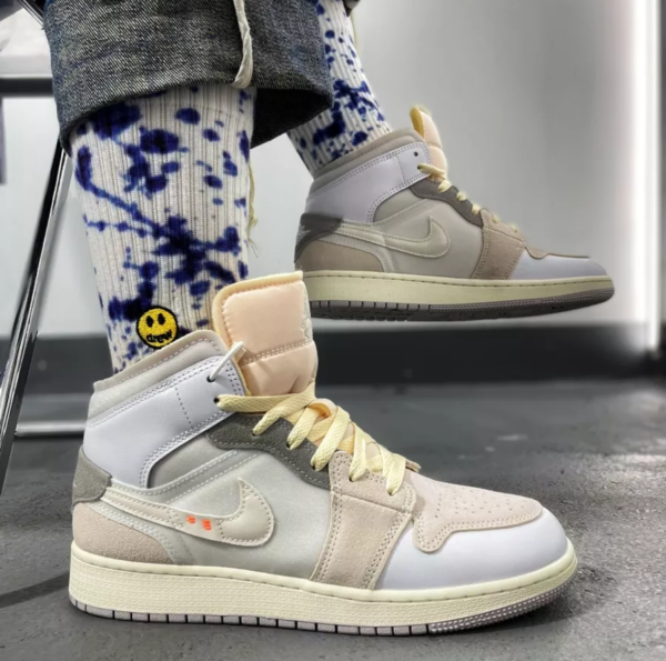 Giay Nike Air Jordan 1 Mid SE Craft Inside Out 'White Grey' DQ3726-100