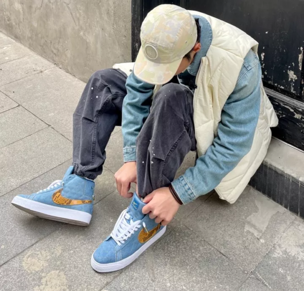Giày Nike Supreme x Zoom Blazer Mid QS SB 'Denim' DX8421-400 - Ảnh 5