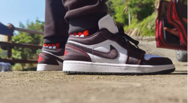 Giày Nike Wmns Air Jordan 1 Low SE Utility 'White Black Red' DD9337-106 - Ảnh 3