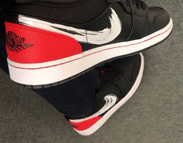 Giày Nike Air Jordan 1 Low 'Brushstroke Swoosh Black Red' DA4659-001 - Ảnh 7