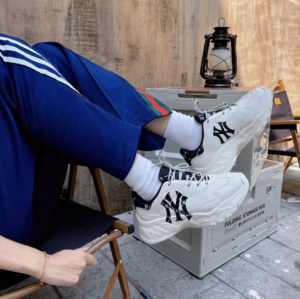 Giay MLB Big Ball Chunky Diamond Monogram NY 'White Black' 3ASHCDM2N-50BKS