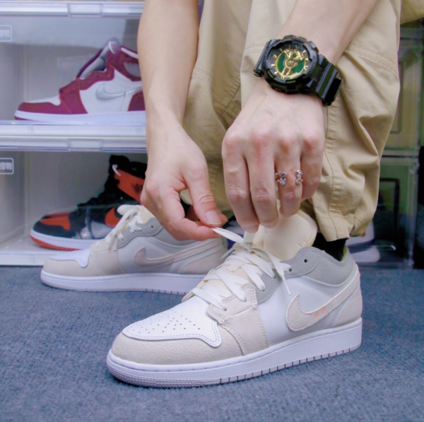 Giày Nike Air Jordan 1 Low SE GS Craft ‘Inside Out’ DQ3727-100 - Ảnh 2