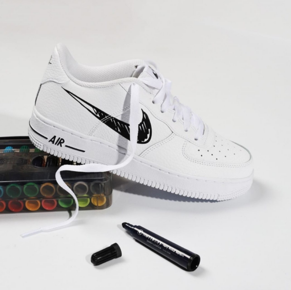 Giày Nike Air Force 1 Low GS 'Doodle Swoosh White Black' DM3177-100 - Ảnh 6