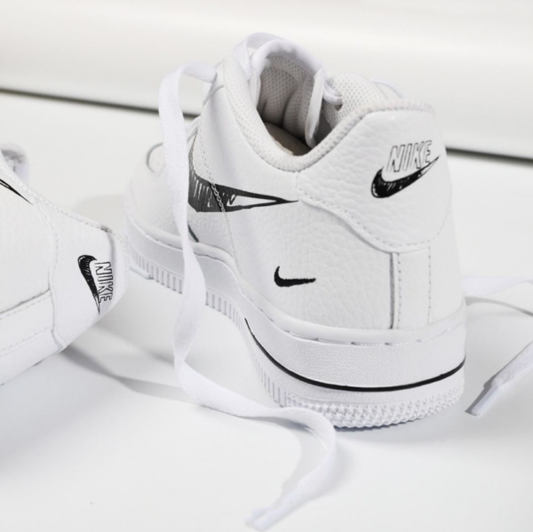 Giày Nike Air Force 1 Low GS 'Doodle Swoosh White Black' DM3177-100 - Ảnh 5