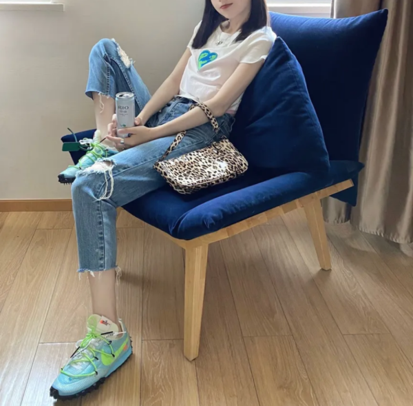 Giày Nike Off-White x Wmns Waffle Racer 'Vivid Sky' CD8180-400 - Ảnh 9