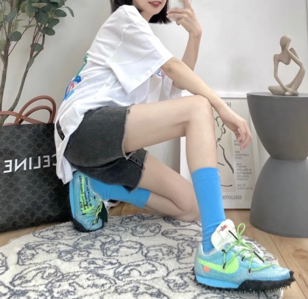 Giày Nike Off-White x Wmns Waffle Racer 'Vivid Sky' CD8180-400 - Ảnh 7