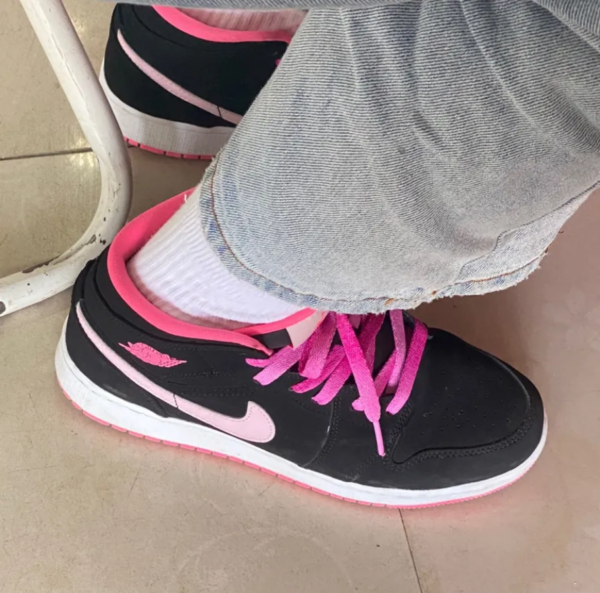 Giày Nike Air Jordan 1 Mid 'Black Digital Pink' (GS) 555112-066 - Ảnh 7