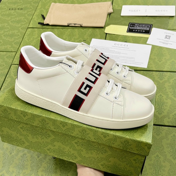 Giày Gucci Stripe Leather Sneaker 'White Red Black' 523469 0FIV0 9091 - Ảnh 3