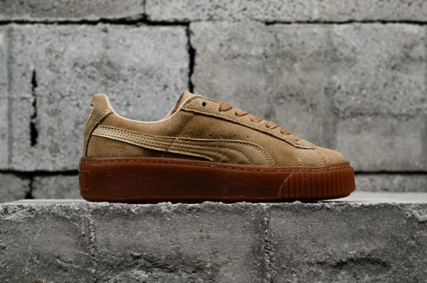 Giày Puma Basket Suede Platform Oatmeal Gum Beige Gold 363559-03 - Ảnh 2