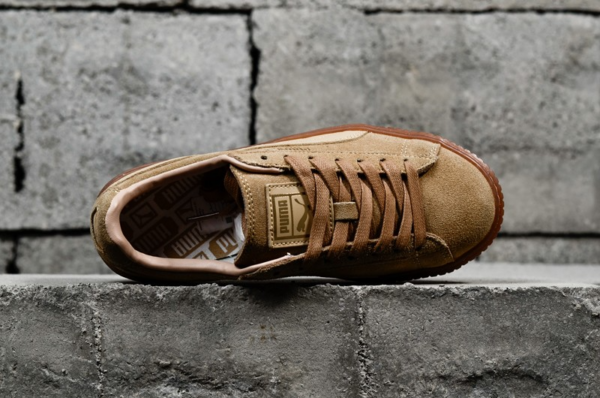 Giày Puma Basket Suede Platform Oatmeal Gum Beige Gold 363559-03 - Ảnh 4