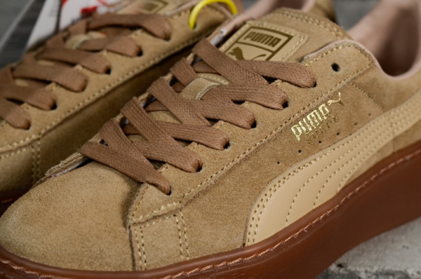 Giày Puma Basket Suede Platform Oatmeal Gum Beige Gold 363559-03 - Ảnh 7
