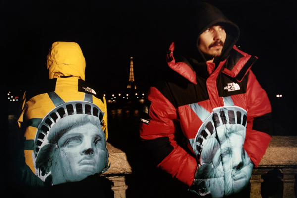 Áo Supreme TNF Liberty Statue Nuptse Jacket Red - Ảnh 3
