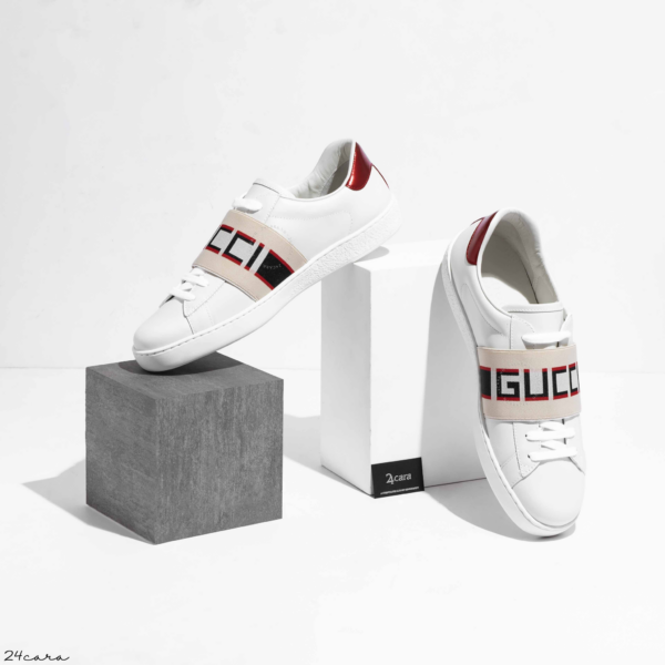 Giày Gucci Stripe Leather Sneaker 'White Red Black' 523469 0FIV0 9091 - Ảnh 4