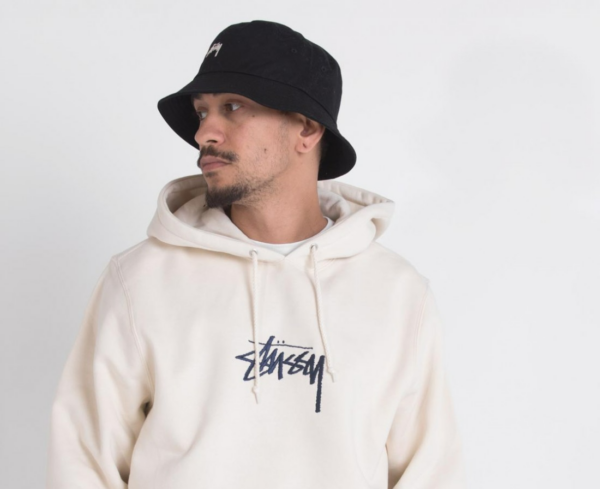 Áo Stussy Stock Logo Embroidered Hoodie Cream - Ảnh 4